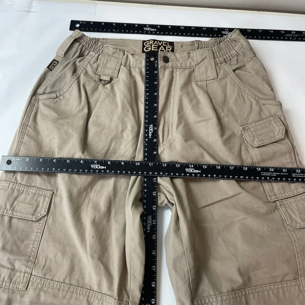 Gravel Gear Pants Mens 34x30 Beige Canvas Cargo Relaxed Fit Workwear Utility